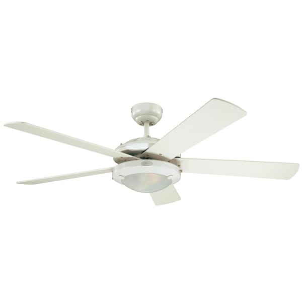 Westinghouse Comet 52" 5-Blade Wht Indoor Ceiling Fan w/Dimmable LED Light Fixture 7233600 - main